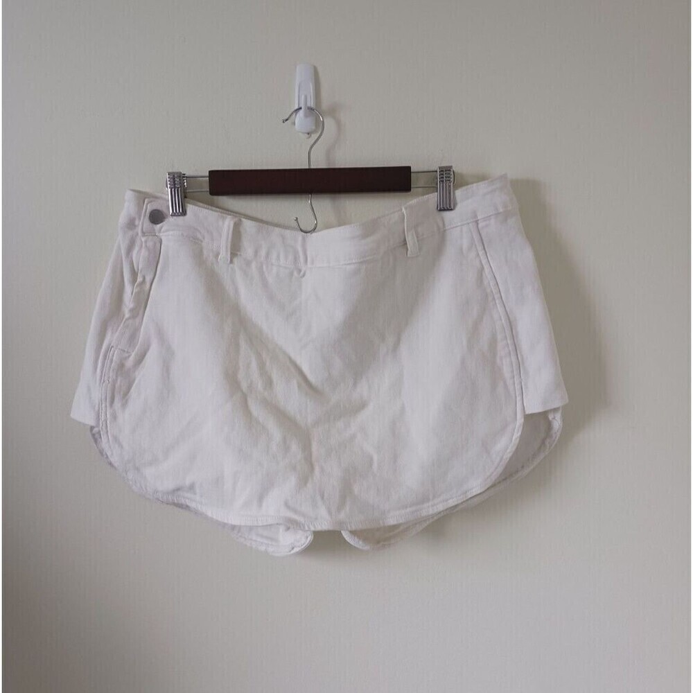 SHEIN SXY Denim‎ Skort Womens 3XL Ivory Side Zip Mini Skirt Shorts NWT